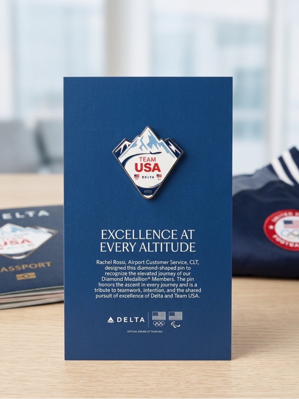 Delta Air Lines Olympic Game Team USA 2026 Mountain Enamel Lapel Uniform Pin